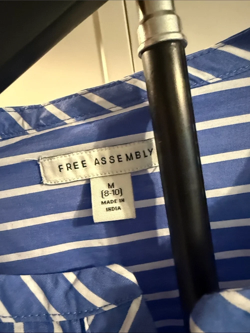 Free Assembly Blue White Striped Belted Shirt Dress Size Medium